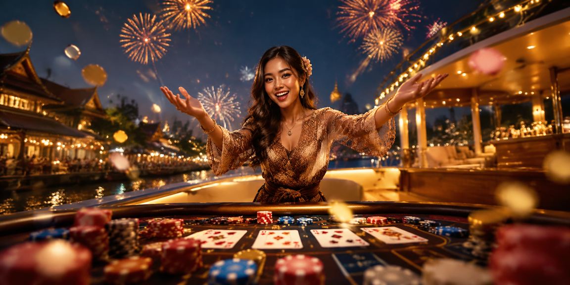 Pesta baccarat dengan banyak partisipan di lantai kasino