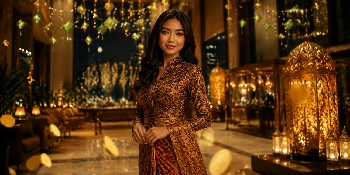 Meja baccarat dalam suasana festival yang meriah dan berwarna
