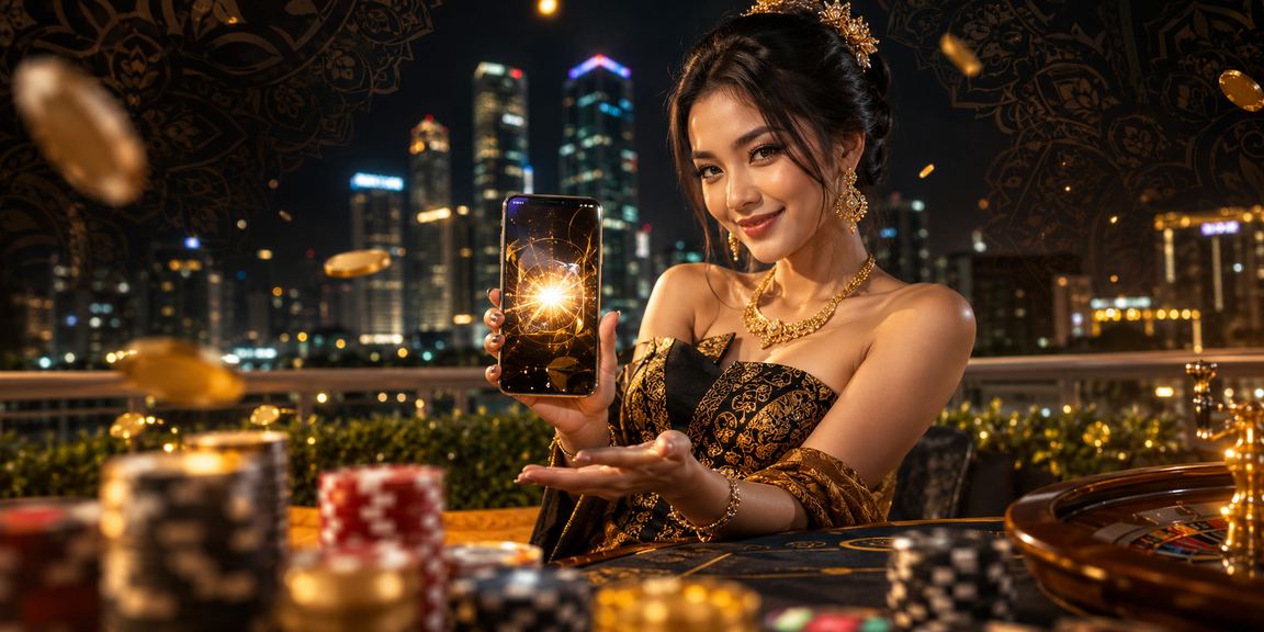 Model menggunakan aplikasi mobile casino dengan antarmuka modern dan responsif